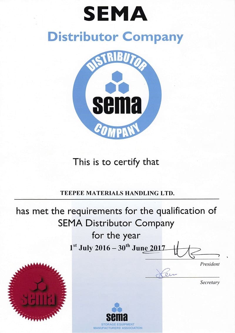 SEMA Distributor Certificate
