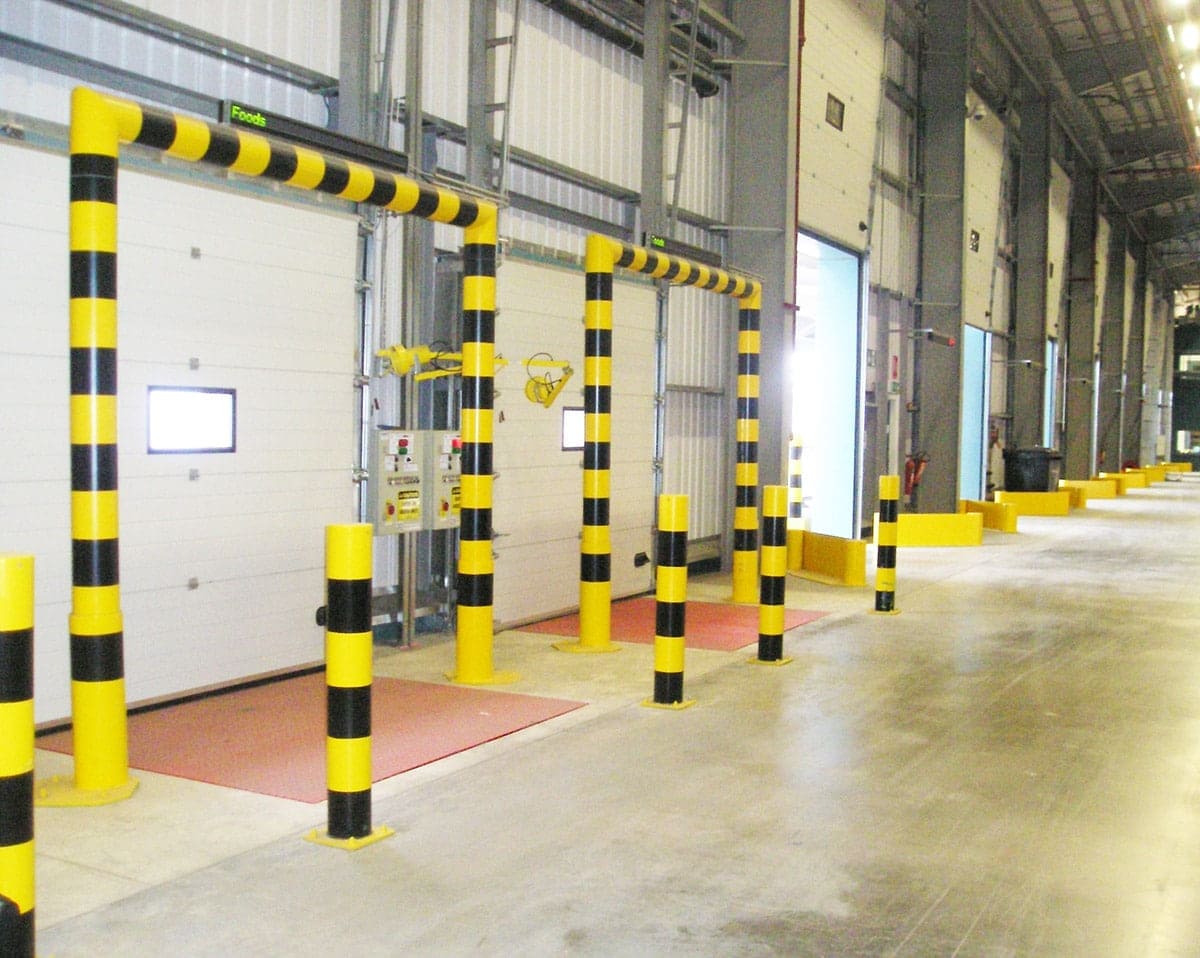 Warehouse Safety Barriers Warehouse safety barriers installed by Teepee Materials Handling