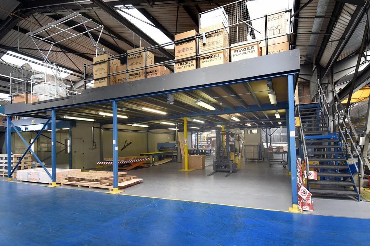 Production Mezzanine Flooring With Side Stairs at Weatherite Group