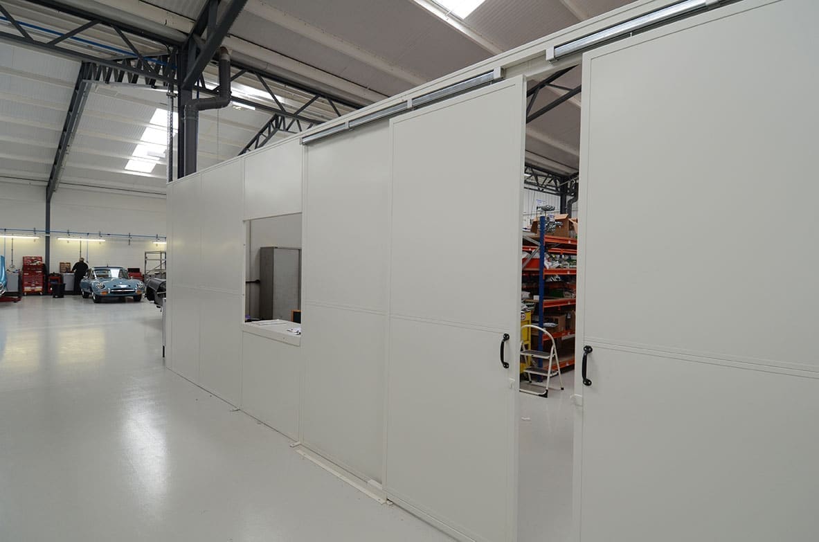 Industrial Partition Sliding Doors at Classic Motor Cars Ltd