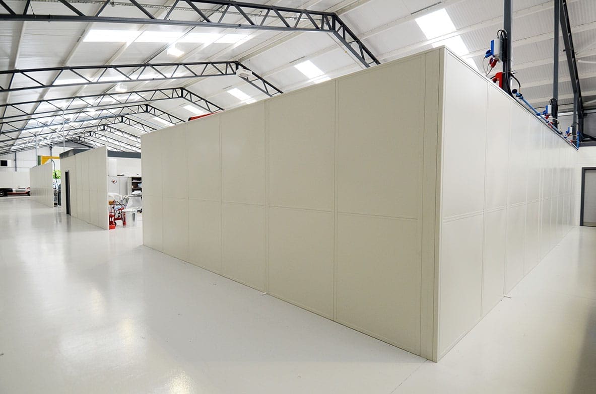 White Industrial Partitions at Classic Motor Cars Ltd
