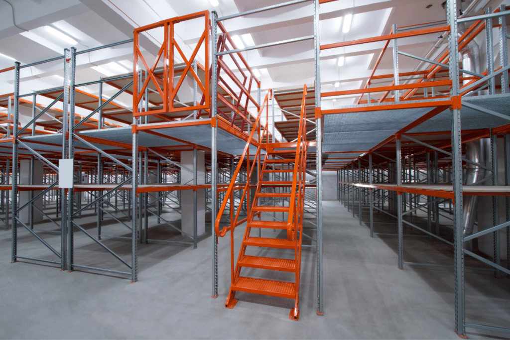 A cost-effective industrial mezzanine floor installed in a warehouse by Teepee Warehouse Solutions