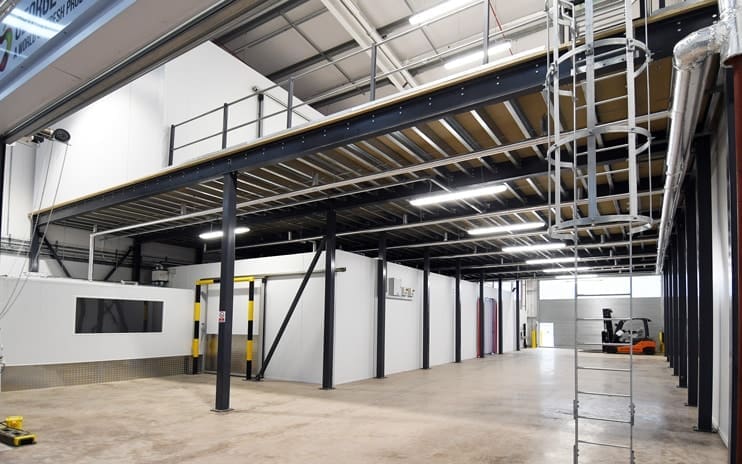 mezzanine-floors-leicester Mezzanine floors installed in a Leicester warehouse by Teepee Materials Handling