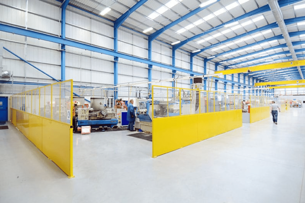 Demountable partition walls installed by Teepee Materials Handling in a warehouse