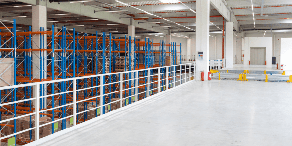 The top of a mezzanine floor installed in a Nottingham warehouse by Teepee Materials Handling