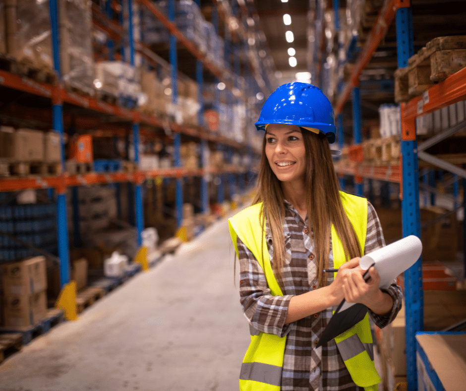 A Teepee inspector conducting a warehouse survey prior to partitioning installation