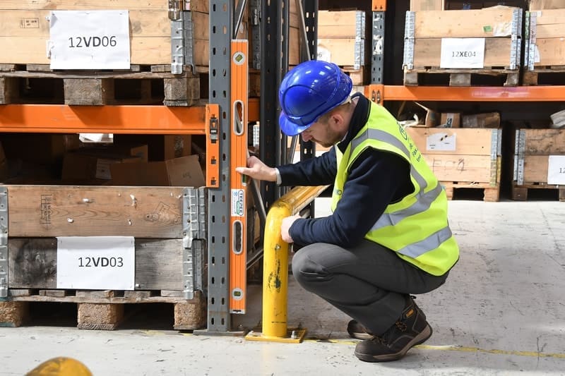 A storage equipment inspection being carried out by a Teepee Materials Handling inspector
