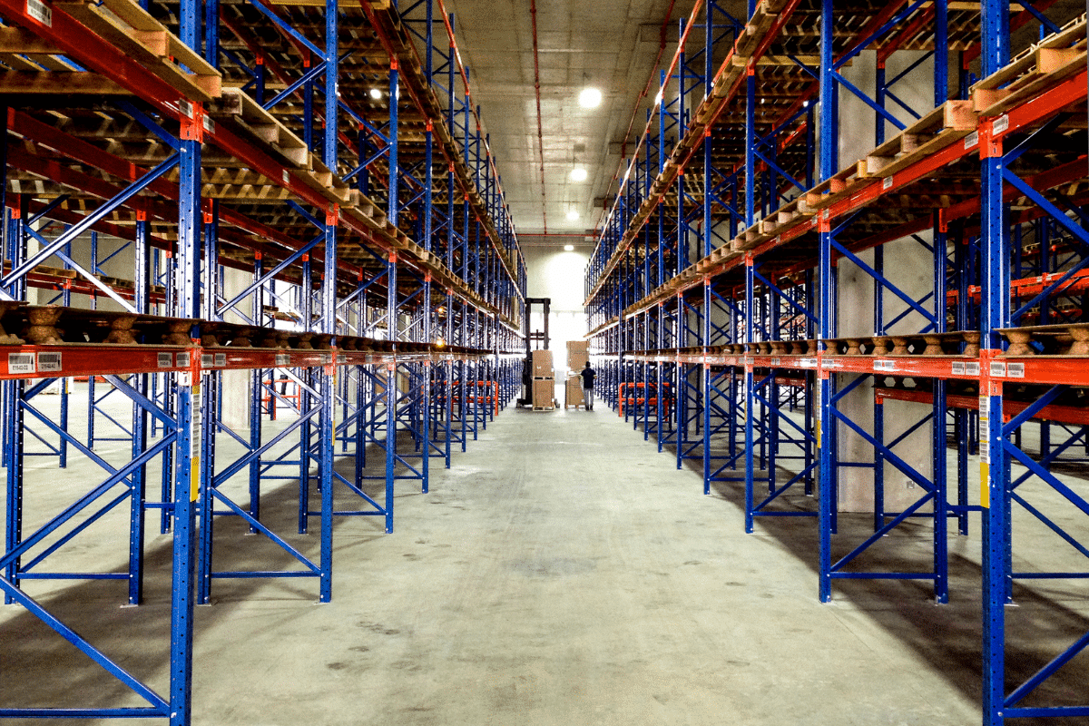 A pallet racking system supplied and installed in a warehouse by Teepee Materials Handling