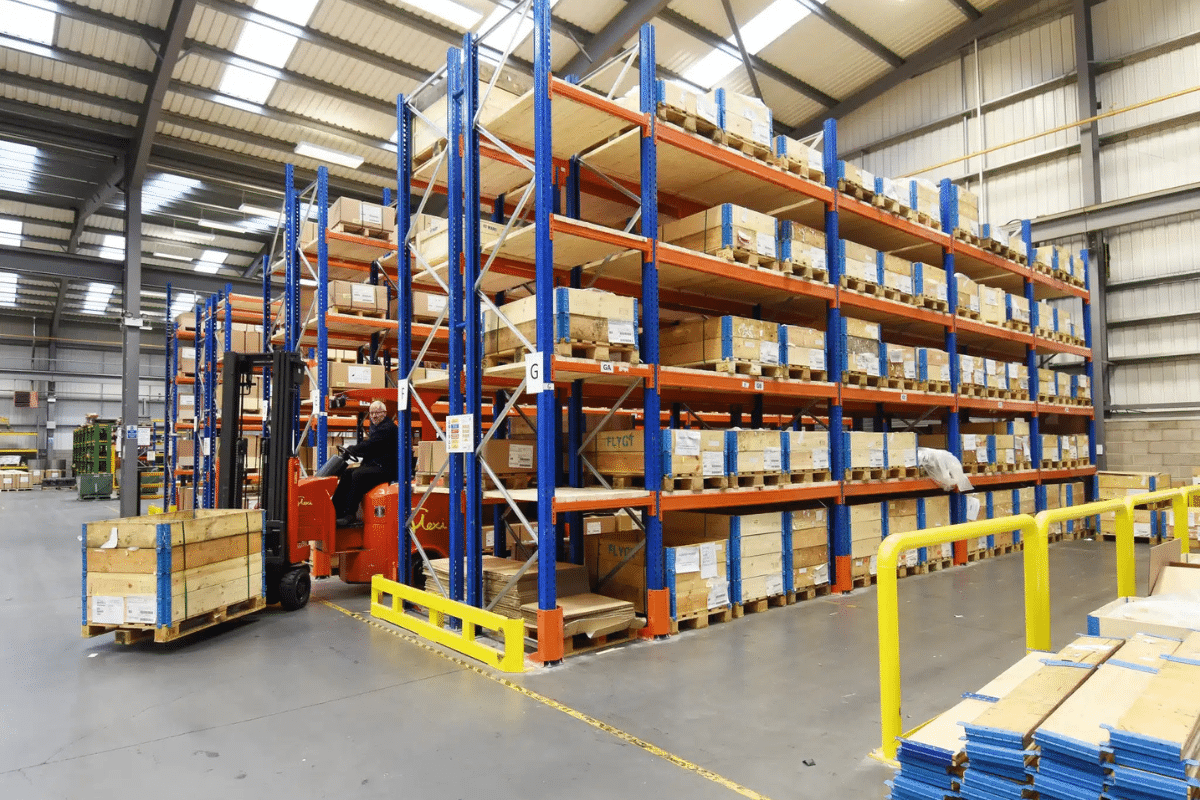 A warehouse pallet racking system supplied and installed by Teepee Materials Handling
