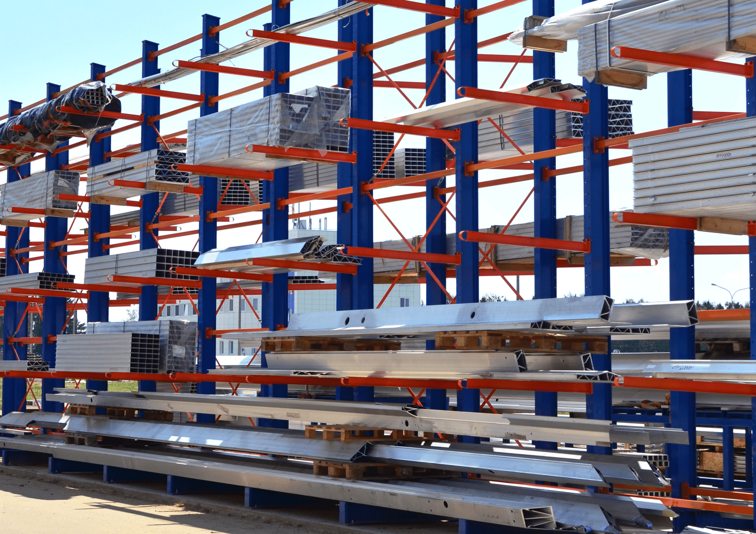 Cantilever racking installed in a Birmingham yard by Teepee Materials Handling